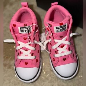 Chuck Taylor All Star Street Hearts Easy Converse size 10 Toddler Mid Pink Red
